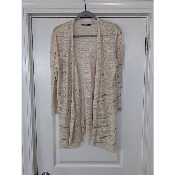 Nic+Zoe Cardigan women's size‎ Large cream silver open front linen blend tunic - Picture 1 of 7